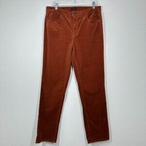 Talbots Womens Size 10 Corduroy Straight Leg Pant Rust Orange Brown Fall Classic